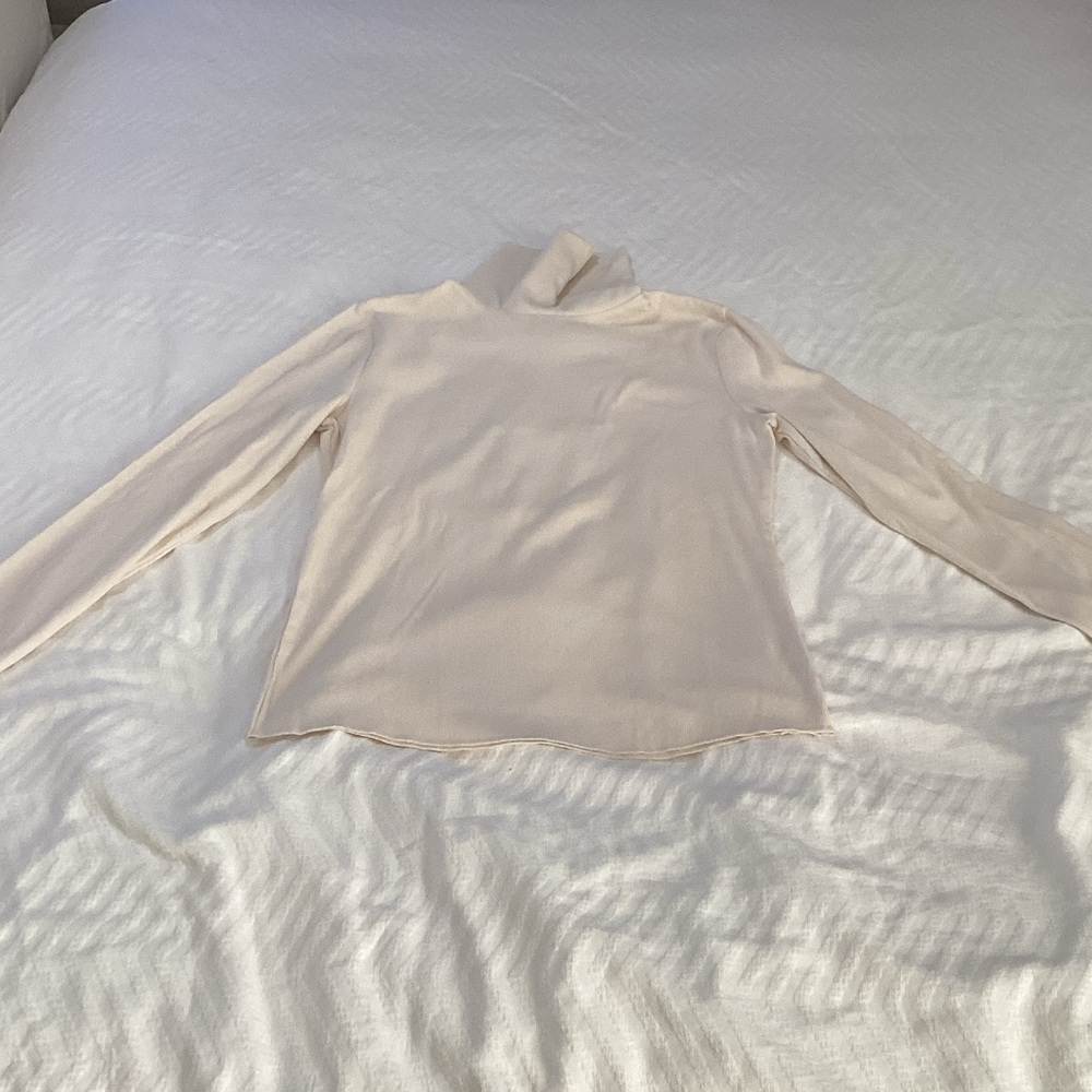 Cream Long Sleeve Turtleneck Top